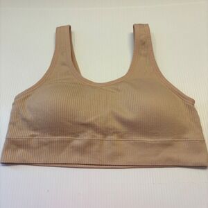Torrid Bralette Womens 1 Beige Ribbed Seamless Removable Pads Scoop Neck Lounge